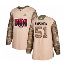 Men's Ottawa Senators #51 Artem Anisimov Authentic Camo Veterans Day Practice Hockey Jersey