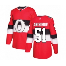Men's Ottawa Senators #51 Artem Anisimov Authentic Red 2017 100 Classic Hockey Jersey