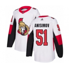 Men's Ottawa Senators #51 Artem Anisimov Authentic White Away Hockey Jersey