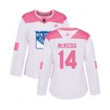 Women's New York Rangers #14 Greg McKegg Authentic White Pink Fashion Hockey Jersey