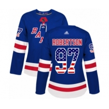Women's New York Rangers #97 Matthew Robertson Authentic Royal Blue USA Flag Fashion Hockey Jersey