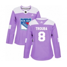 Women's New York Rangers #8 Jacob Trouba Authentic Purple Fights Cancer Practice Hockey Jersey