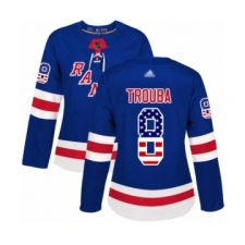 Women's New York Rangers #8 Jacob Trouba Authentic Royal Blue USA Flag Fashion Hockey Jersey