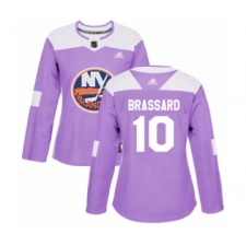 Women's New York Islanders #10 Derick Brassard Authentic Purple Fights Cancer Practice Hockey Jersey