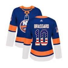Women's New York Islanders #10 Derick Brassard Authentic Royal Blue USA Flag Fashion Hockey Jersey