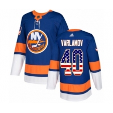 Men's New York Islanders #40 Semyon Varlamov Authentic Royal Blue USA Flag Fashion Hockey Jersey