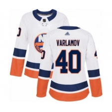Women's New York Islanders #40 Semyon Varlamov Authentic White Away Hockey Jersey