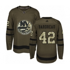 Youth New York Islanders #42 Cole Bardreau Authentic Green Salute to Service Hockey Jersey