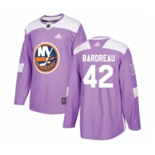 Youth New York Islanders #42 Cole Bardreau Authentic Purple Fights Cancer Practice Hockey Jersey