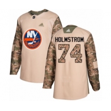 Men's New York Islanders #74 Simon Holmstrom Authentic Camo Veterans Day Practice Hockey Jersey