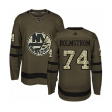 Men's New York Islanders #74 Simon Holmstrom Authentic Green Salute to Service Hockey Jersey
