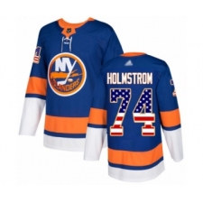 Youth New York Islanders #74 Simon Holmstrom Authentic Royal Blue USA Flag Fashion Hockey Jersey