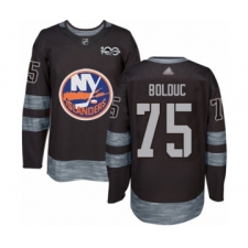 Men's New York Islanders #75 Samuel Bolduc Authentic Black 1917-2017 100th Anniversary Hockey Jersey