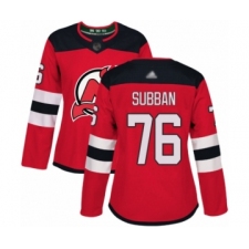 Women's New Jersey Devils #76 P. K. Subban Authentic Red Home Hockey Jersey