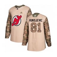 Youth New Jersey Devils #81 Michael Vukojevic Authentic Camo Veterans Day Practice Hockey Jersey