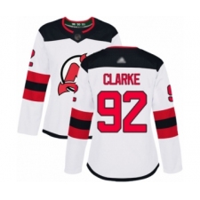 Women's New Jersey Devils #92 Graeme Clarke Authentic White Away Hockey Jersey