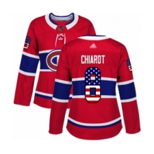 Women's Montreal Canadiens #8 Ben Chiarot Authentic Red USA Flag Fashion Hockey Jersey