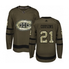 Men's Montreal Canadiens #21 Nick Cousins Authentic Green Salute to Service Hockey Jersey
