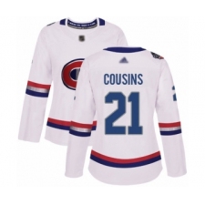 Women's Montreal Canadiens #21 Nick Cousins Authentic White 2017 100 Classic Hockey Jersey