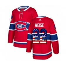 Men's Montreal Canadiens #22 Dale Weise Authentic Red USA Flag Fashion Hockey Jersey