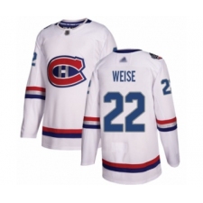 Men's Montreal Canadiens #22 Dale Weise Authentic White 2017 100 Classic Hockey Jersey