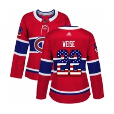 Women's Montreal Canadiens #22 Dale Weise Authentic Red USA Flag Fashion Hockey Jersey
