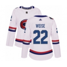 Women's Montreal Canadiens #22 Dale Weise Authentic White 2017 100 Classic Hockey Jersey