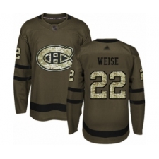 Youth Montreal Canadiens #22 Dale Weise Authentic Green Salute to Service Hockey Jersey