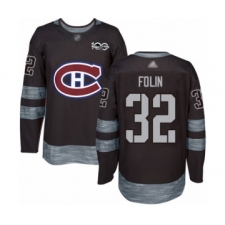 Men's Montreal Canadiens #32 Christian Folin Authentic Black 1917-2017 100th Anniversary Hockey Jersey