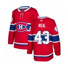 Men's Montreal Canadiens #43 Jordan Weal Authentic Red Home Hockey Jersey