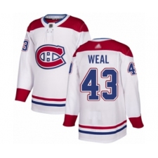 Men's Montreal Canadiens #43 Jordan Weal Authentic White Away Hockey Jersey
