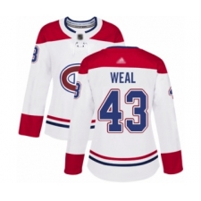 Women's Montreal Canadiens #43 Jordan Weal Authentic White Away Hockey Jersey