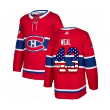 Youth Montreal Canadiens #43 Jordan Weal Authentic Red USA Flag Fashion Hockey Jersey