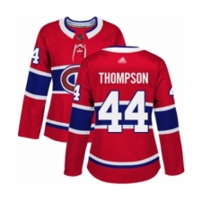 Women's Montreal Canadiens #44 Nate Thompson Authentic Red Home Hockey Jersey