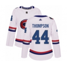 Women's Montreal Canadiens #44 Nate Thompson Authentic White 2017 100 Classic Hockey Jersey