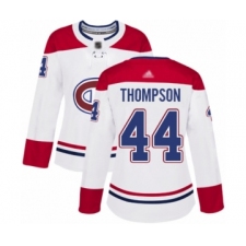 Women's Montreal Canadiens #44 Nate Thompson Authentic White Away Hockey Jersey