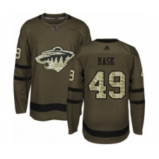 Men's Minnesota Wild #49 Victor Rask Authentic Green Salute to Service Hockey Jersey