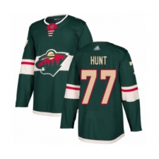 Men's Minnesota Wild #77 Brad Hunt Authentic Green Home Hockey Jersey