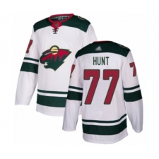 Men's Minnesota Wild #77 Brad Hunt Authentic White Away Hockey Jersey