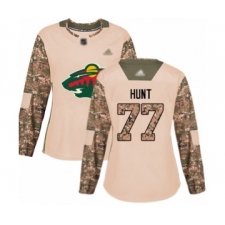 Women's Minnesota Wild #77 Brad Hunt Authentic Camo Veterans Day Practice Hockey Jersey