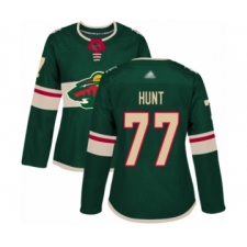 Women's Minnesota Wild #77 Brad Hunt Authentic Green Home Hockey Jersey