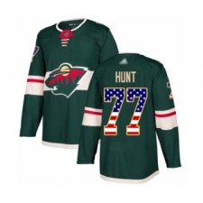 Youth Minnesota Wild #77 Brad Hunt Authentic Green USA Flag Fashion Hockey Jersey