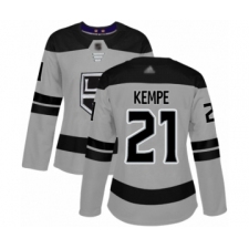 Women's Los Angeles Kings #21 Mario Kempe Authentic Gray Alternate Hockey Jersey