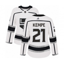 Women's Los Angeles Kings #21 Mario Kempe Authentic White Away Hockey Jersey