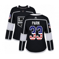 Women's Los Angeles Kings #33 Lukas Parik Authentic Black USA Flag Fashion Hockey Jersey