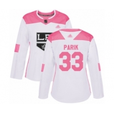 Women's Los Angeles Kings #33 Lukas Parik Authentic White Pink Fashion Hockey Jersey