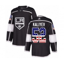 Men's Los Angeles Kings #52 Arthur Kaliyev Authentic Black USA Flag Fashion Hockey Jersey
