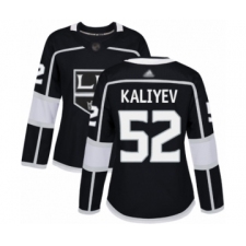 Women's Los Angeles Kings #52 Arthur Kaliyev Authentic Black Home Hockey Jersey