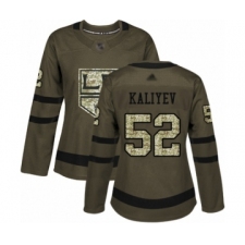 Women's Los Angeles Kings #52 Arthur Kaliyev Authentic Green Salute to Service Hockey Jersey