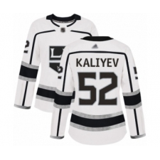 Women's Los Angeles Kings #52 Arthur Kaliyev Authentic White Away Hockey Jersey